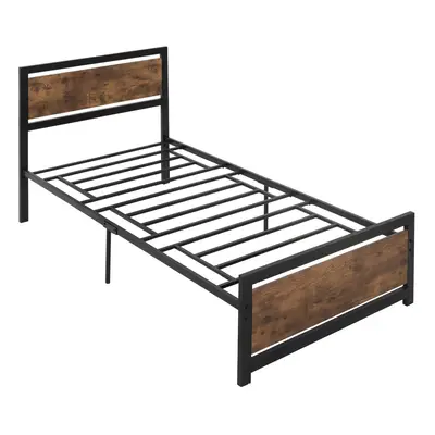 HOMCOM Single Size Metal Bed Frame w/ Headboard & Footboard