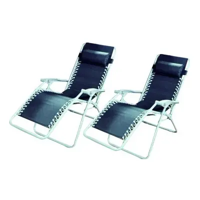 Pair of Multi Position Garden Gravity Relaxer Chair / Sun Lounger - BLACK