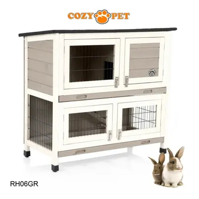 Rabbit Hutch 3ft Cozy Pet Grey Guinea Pig Hutches Run Ferret RH06GR