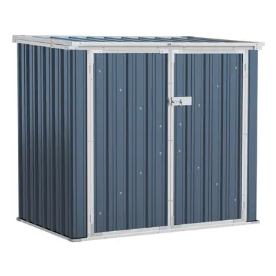 Outsunny 2-Bin Steel Rubbish Storage Shed w/ Double Locking Doors, Openable Lid