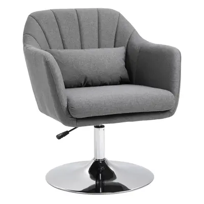 HOMCOM Stylish Retro Linen Swivel Tub Chair Steel Frame Cushion Seat Dark Grey