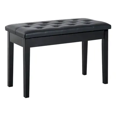 HOMCOM Classic Piano Bench Padded Seat Makeup Stool Solid Wood Wooden Black