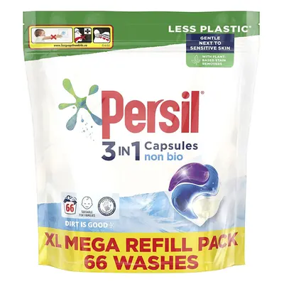 Persil Non Bio in Laundry Detergent Washing Pods Mega Refill Pack (66 Wash) Upto Huggably Soft f