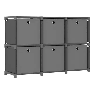 vidaXL 6-Cube Display Shelf with Boxes Grey Fabric Storage Organiser Unit