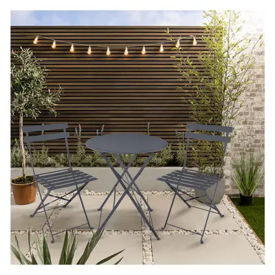 Lucerne Bistro Table & Folding Chairs in Carbon