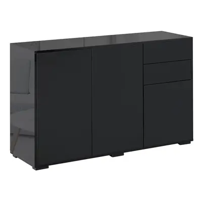 HOMCOM Side Cabinet with Door Cabinet and Drawer for Home Office Black