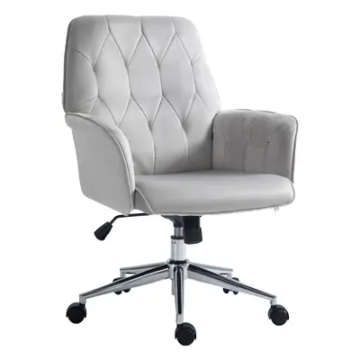 Vinsetto Swivel Computer Chair w/ Arm Modern Style Tufted Home Office Light Grey