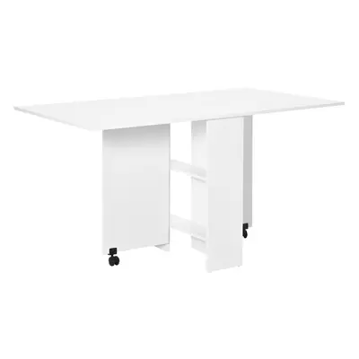 HOMCOM Mobile Drop Leaf Dining Table Folding Desk w/ Wheels White