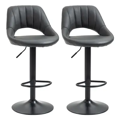 HOMCOM Barstools Set of Adjustable Swivel Height Gas Lift PU Leather Chairs