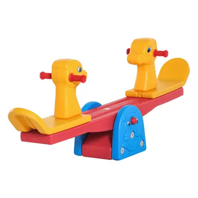 HOMCOM Kids Seesaw Safe Teeter Totter Seats with Easy-Grip Handles Multicolor