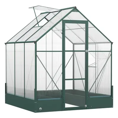 Outsunny Walk-in Greenhouse Garden Polycarbonate Aluminium w/ Smart Window 6x6ft