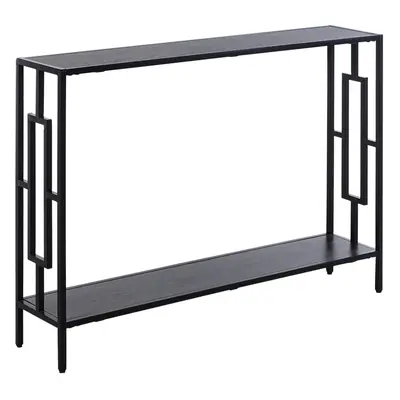 HOMCOM Industrial Console Table w/ Storage Shelf Black Metal Frame Grey