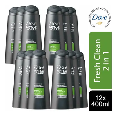 12x 400ml Dove Men+Care Fresh Clean Shampoo