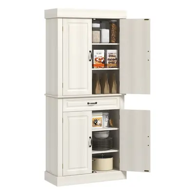 HOMCOM 180cm Kitchen Pantry Storage Cabinet Server Food Organizer, White