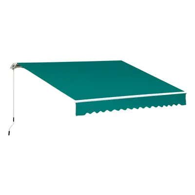 Outsunny Garden Sun Shade Canopy Retractable Awning, 3.5 x 2.5m, Dark Green