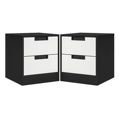 HOMCOM Drawer Bedside Tables Set of with Storage Nightstands for Bedroom