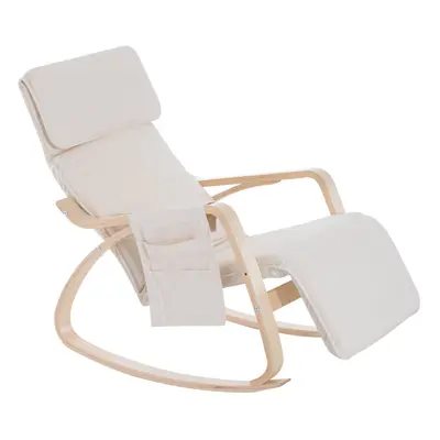 HOMCOM Rocking Chair Recliner Armchair Adjustable Footrest Cream White