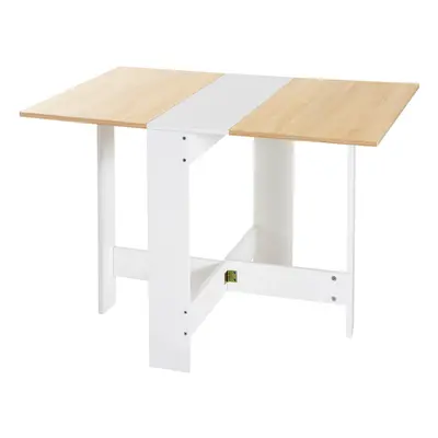 HOMCOM Wooden Folding Table Writing Desk Oak, White Home Office