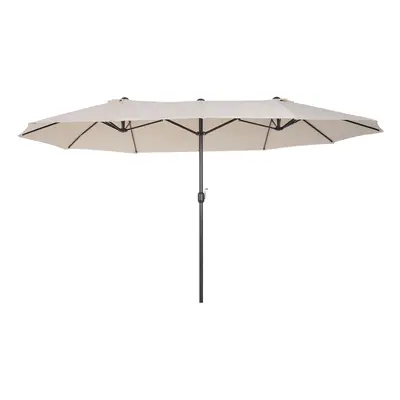 Outsunny Sun Umbrella Canopy Double-sided Crank Sun Shade Shelter 4.6M Beige