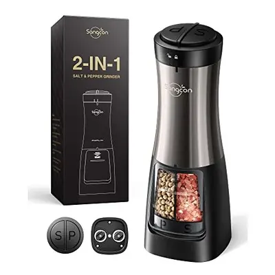 2 in Electric Salt and Pepper Grinder Mill, Battery Operated Dual Salt and Pepper Grinder Shaker