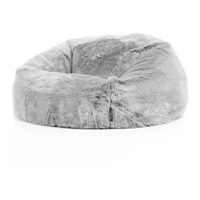 (Arctic Wolf Grey) Classic Faux Fur Bean Bag Chair, Living Room Bean Bags for Adults