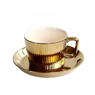 European-style Electroplating Golden Ceramic Coffee Cup With Saucer