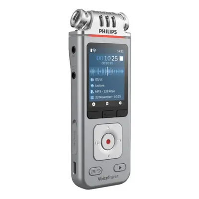 Philips DVT4110 8GB Digital VoiceTracer 3MIC Audio Recorder with Smartphone App - Silver/Chrome