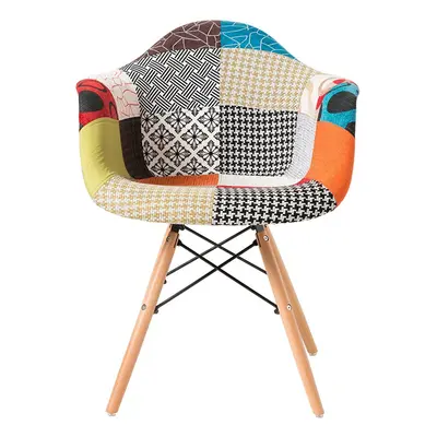 MOF Patchwork Chair Dining Chair or Office Chair or Occasional Chair Fabric Combination Chair wi