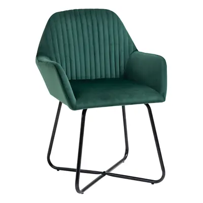 HOMCOM Modern Accent Chair Velvet-Feel Upholstered Lounge Armchair Green