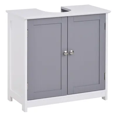 kleankin 60x60cm Under-Sink Storage Cabinet w/ Adjustable Shelf Grey