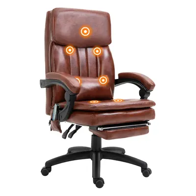 Vinsetto PU Leather Massage Office Chair w/ Adjustable Height Footrest Brown