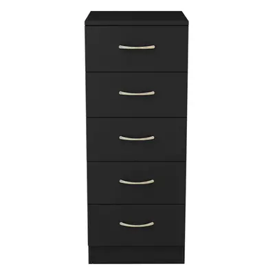 (5 Drawer Tall Narrow-With Metal Handles, Black) NRG Chest of Drawers With Metal Handles Bedroom