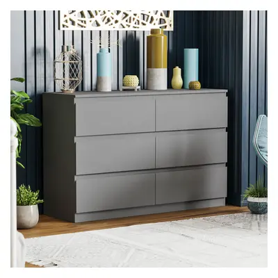 (Grey) Denver Drawer Chest Wide Bedroom Garment Storage