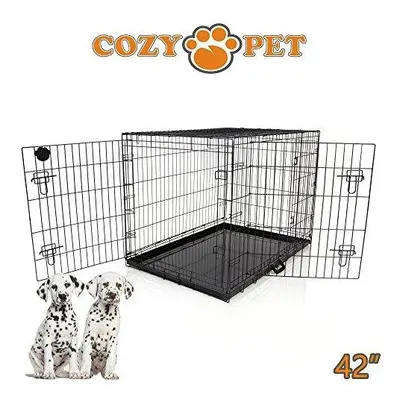 Dog Cage Black in Puppy Crate Cozy Pet Crates Folding Metal Cages