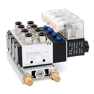 Electrical Pneumatic Solenoid Valve 4V21008 DC 24V PT14 Way Position Manifold Base Muffler Quick