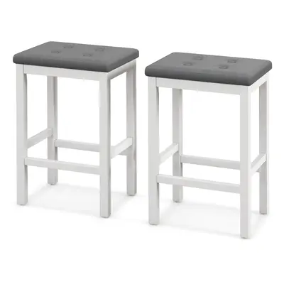 Set of Kitchen Counter Height Bar Stool Padded Seat W/ Footrest