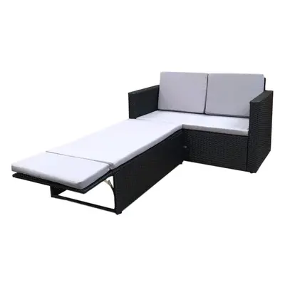 (Black) EVRE Lovebed Seat Rattan Garden Furniture Patio Outdoor Sofa Set Daybed Sun Lounger with