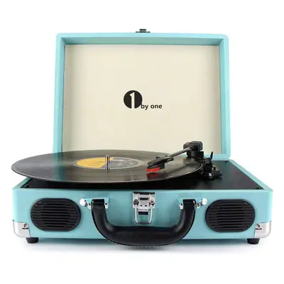 Bluetooth record player with belt drive 3-speed portable vinyl turntable, built-in speakers, RCA