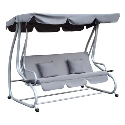 Outsunny Seater Swing Chair for Outdoor w/ Adjustable Canopy, Grey