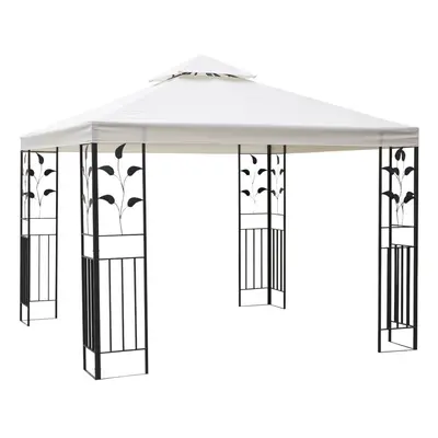 Outsunny 3m x 3m Outdoor Decorative Garden Gazebo Canopy Steel Frame - Cream