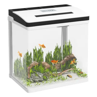 PawHut Aquarium 13L Glass Fish Tank w/ Filter, LED Lighting, Water Pump