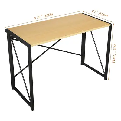 (80cm, Natural) Foldable Computer Desk No Assembly Miami