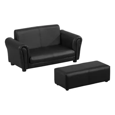 HOMCOM Kids Sofa Set Seater Armchair with Footrest for Months, Black