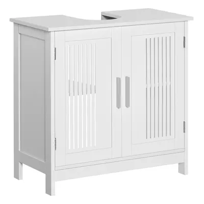 kleankin Bathroom Pedestal Under Sink Cabinet w/ Storage Shelf, White