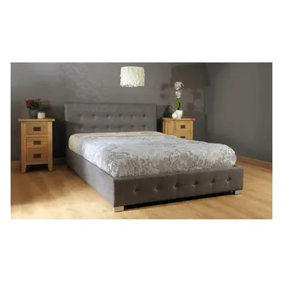 (3ft Single, Grey) Reuben Fabric Ottoman Storage Bed with Ivy Mattress