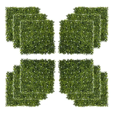 Outsunny 12PCS 50cm x 50cm Artificial Boxwood Panel Milan Grass with Flowers