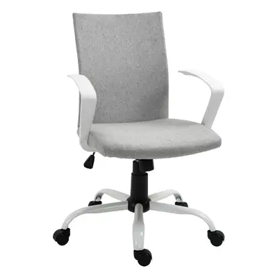 Vinsetto Home Office Linen Chair Swivel Computer Desk Task Chair, Light Grey