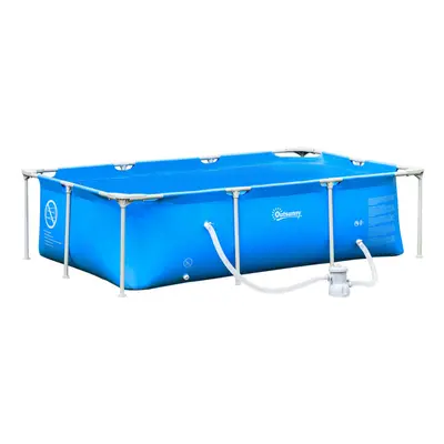 Outsunny Steel Frame Swimming Pool w/ Filter Pump and Reinforced Sidewalls, Blue