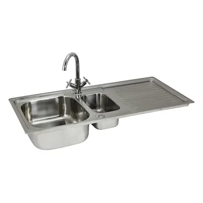 Kitchen Sinks 1.5 Bowl Stainless Steel Kitchen Sink Reversible Double Basin