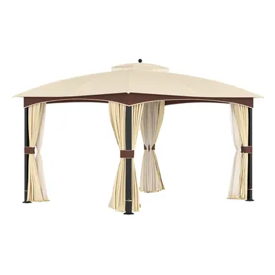 Outsunny x 3(m) Patio Gazebo Garden Canopy Shelter with Double Tier Roof